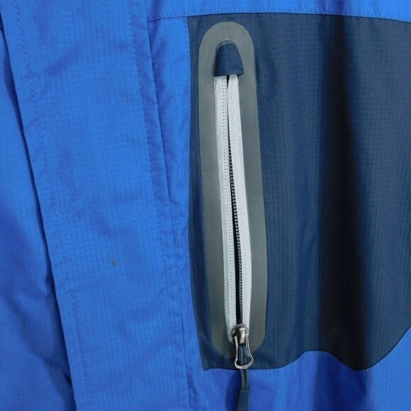 Free Tech Coat Mens Sz XL 46-48 Navy Blue Removeable Hood Medium Weight Pockets - Picture 5 of 9